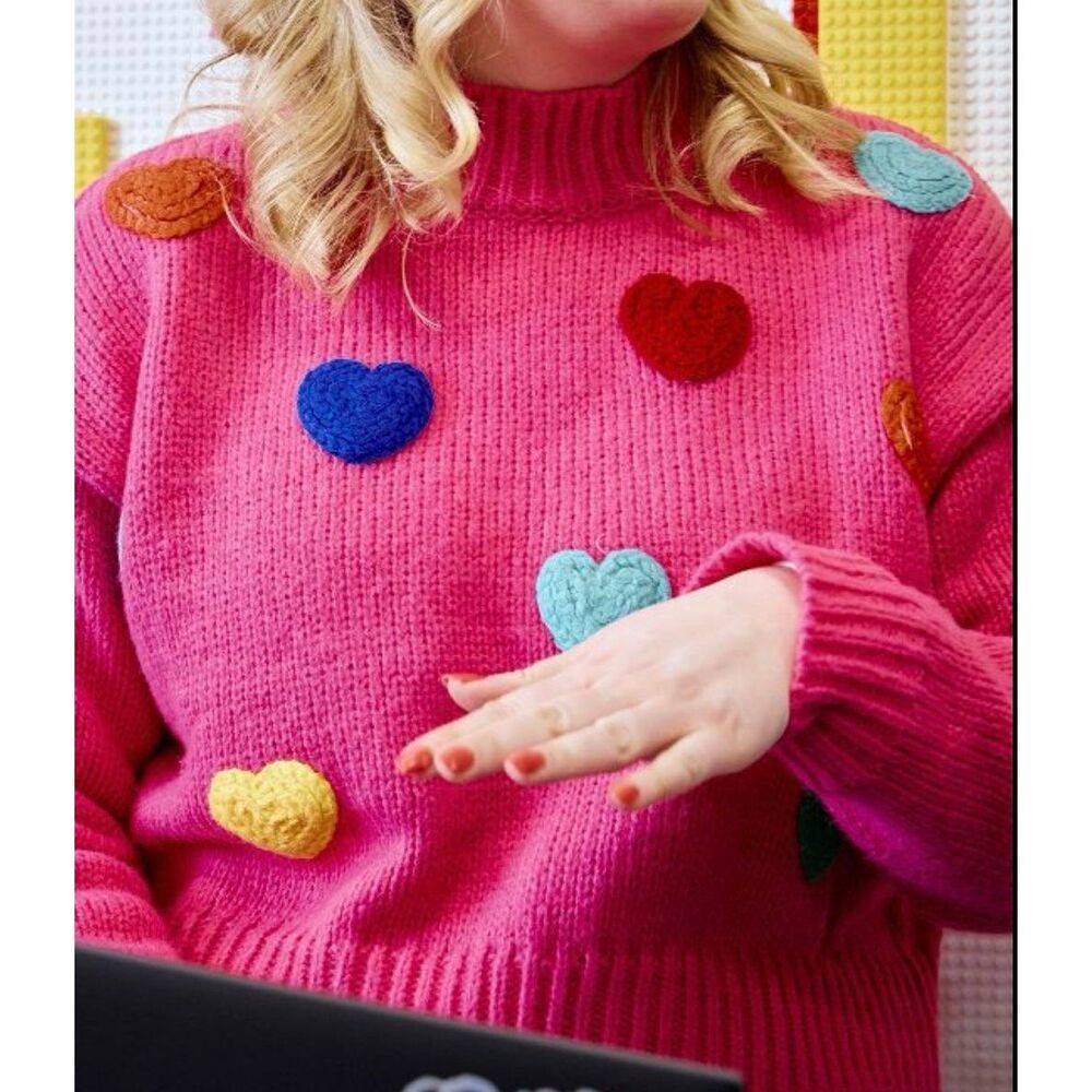 Colorful Heart Patterned Sweater